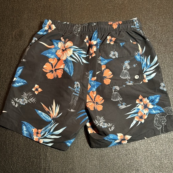 Floral Tiger Swim Trunks - Black/Blue/Orange - Medium - Picture 2 of 3